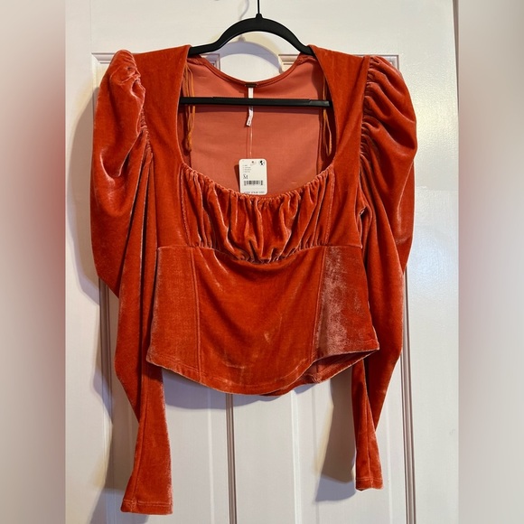 #110 FREE PEOPLE X REVOLVE HOLD ME CORSET STYLE TOP CRUSH BLUSH VELVET SIZE M - Picture 4 of 7